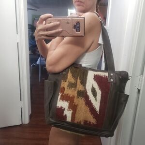 Sabra & Sand Large Mimi Bag southwestern serape brown leather NWT